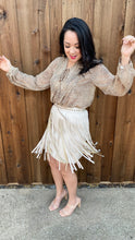 Load image into Gallery viewer, MEANT TO STAND OUT FAUX LEATHER FRINGE SKIRT
